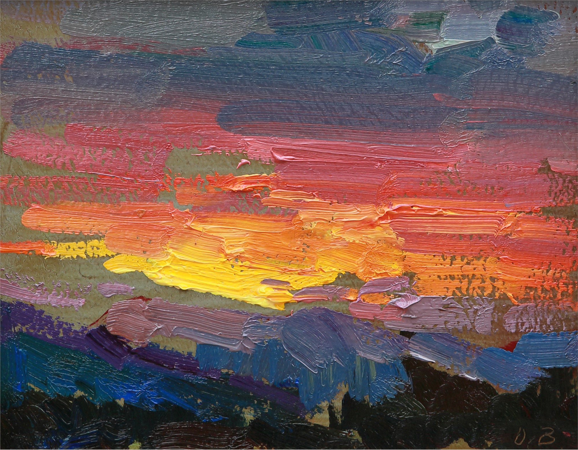 Ovanes Berberian Painting Late Sunset Oil On Panel