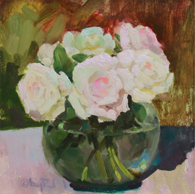Gregory Packard Painting Roses Oil on Panel