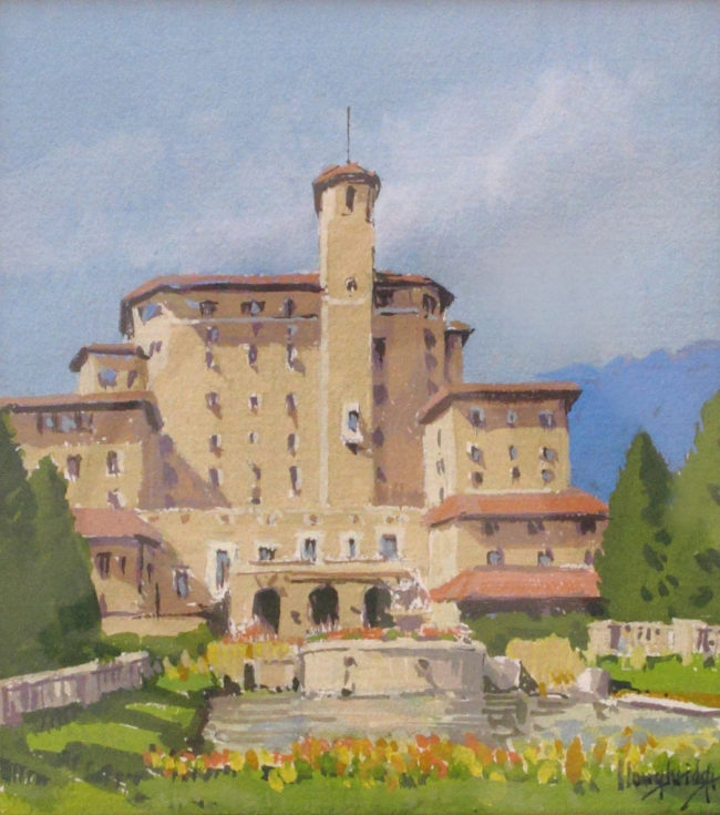 Leon Loughridge Painting Broadmoor from Lake Circle Watercolor
