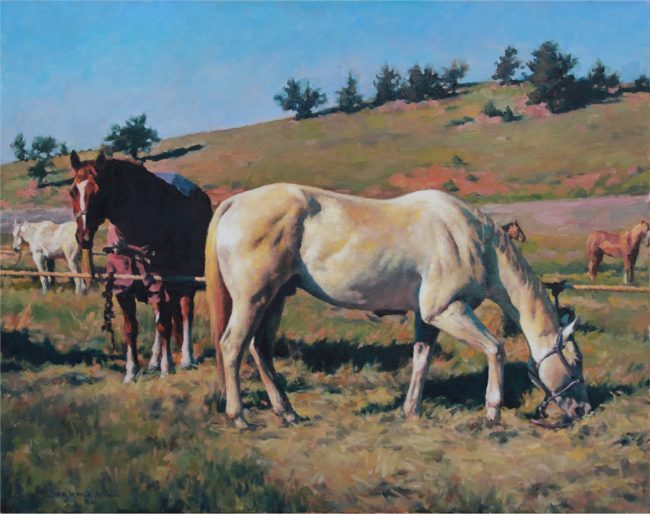 Benjamin Wu Painting The Resting Horses Oil on Canvas