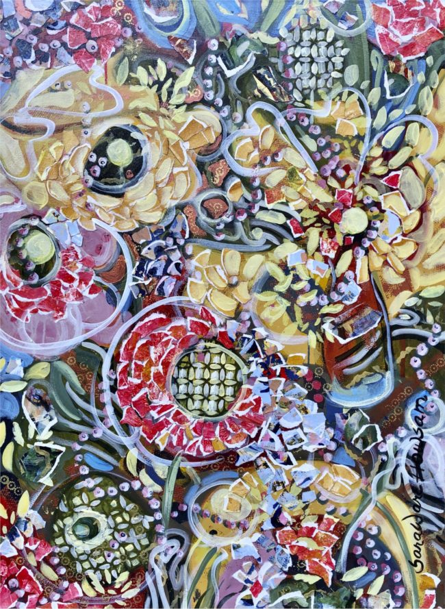 Sara Ware Howsam Painting Searching for Joy in the Garden Acrylic Mixed Media on Canvas