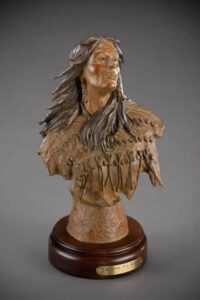 Bill Nebeker CA Sculpture Cheyenne Elk Woman Bronze From Foundry