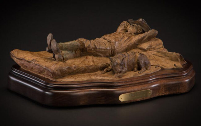 Bill Nebeker CA Sculpture Dog Tired Bronze From Foundry