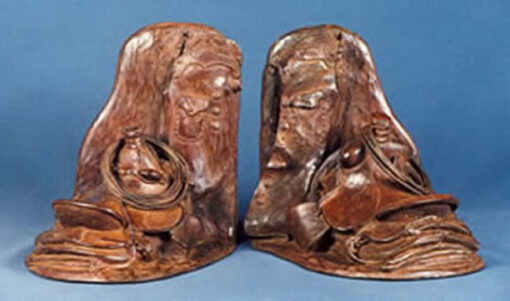 Bill Nebeker CA Sculpture Saddles And Chaps (Bookends) Bronze From Foundry