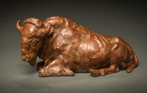 Curt Mattson Sculpture Bison Break Time Bronze From Foundry