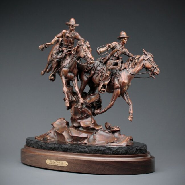 Curt Mattson Sculpture No Time To Lose Bronze From Foundry