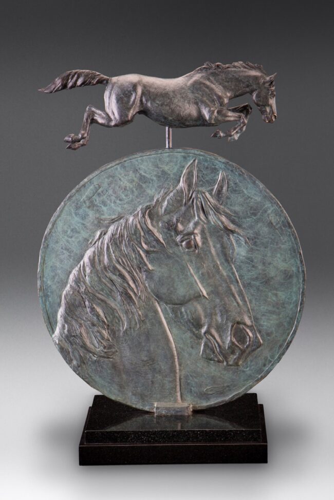 Curt Mattson Sculpture Over The Moon Bronze From Foundry