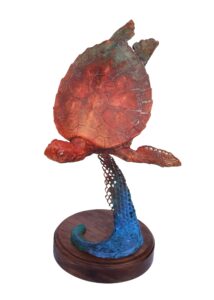 Dan Chen Sculpture On The Edge / Green Sea Turtle Bronze