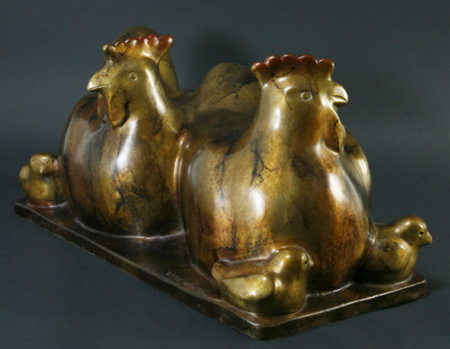 Doug Hyde Sculpture Chicken Hen Bronze