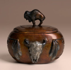 George Walbye Sculpture Buffalo Pot Bronze