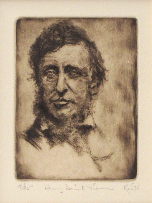 Kent Talmage-Bowers Printmaking Henry David Thoreau Etching
