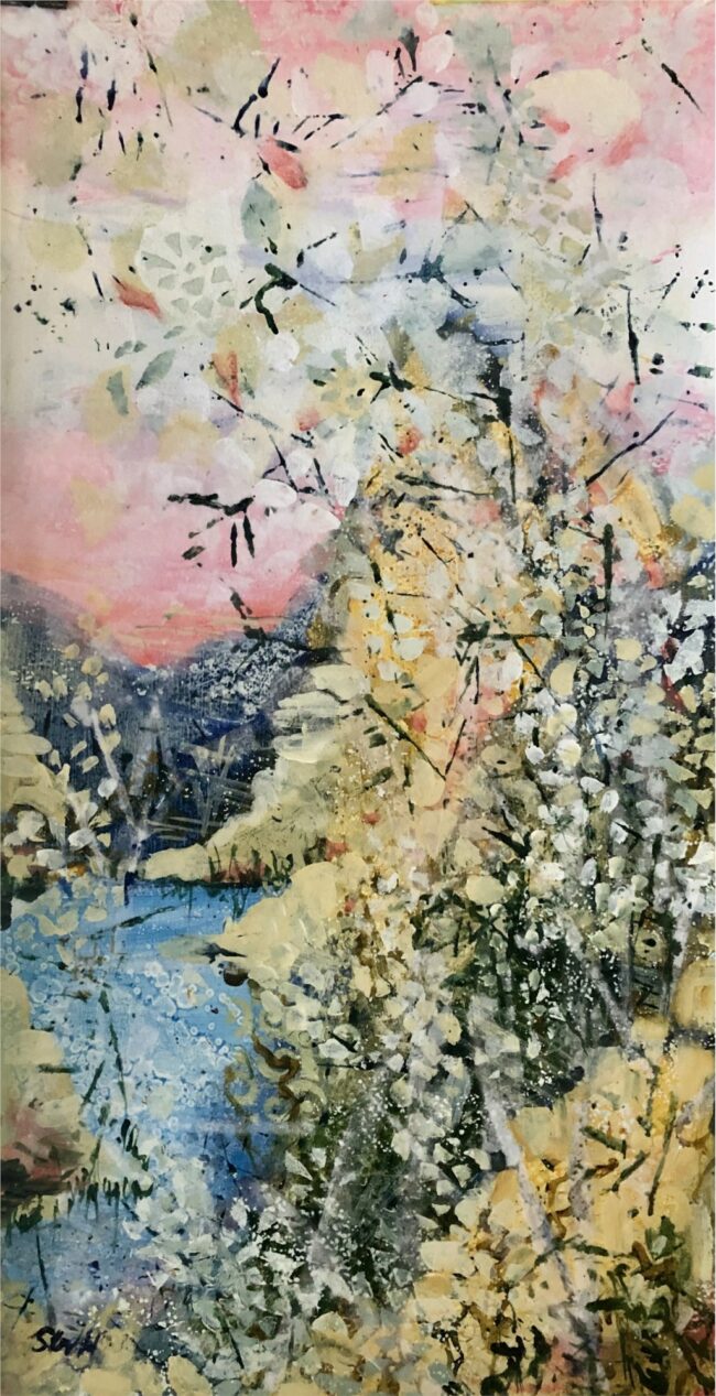 Sara Ware Howsam Painting Mountain Spring #1 Acrylic and Mixed Media on Paper