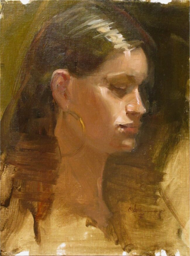 Nancy Chaboun Painting Deep Thoughts Unframed Oil Sketch
