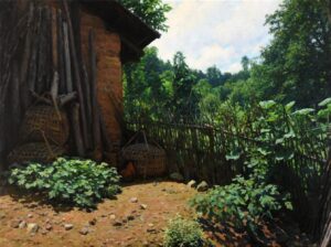 Benjamin Wu Painting Mountain Village Oil on Canvas