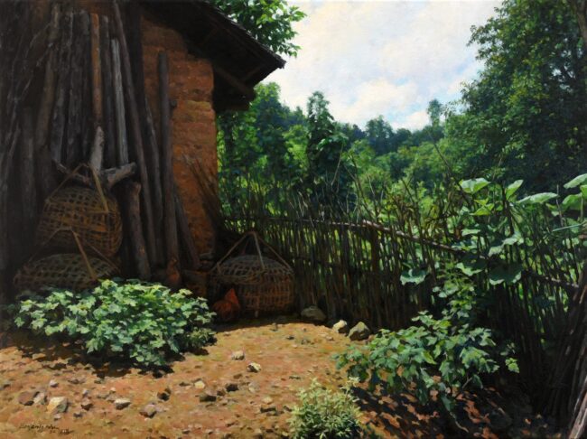 Benjamin Wu Painting Mountain Village Oil on Canvas