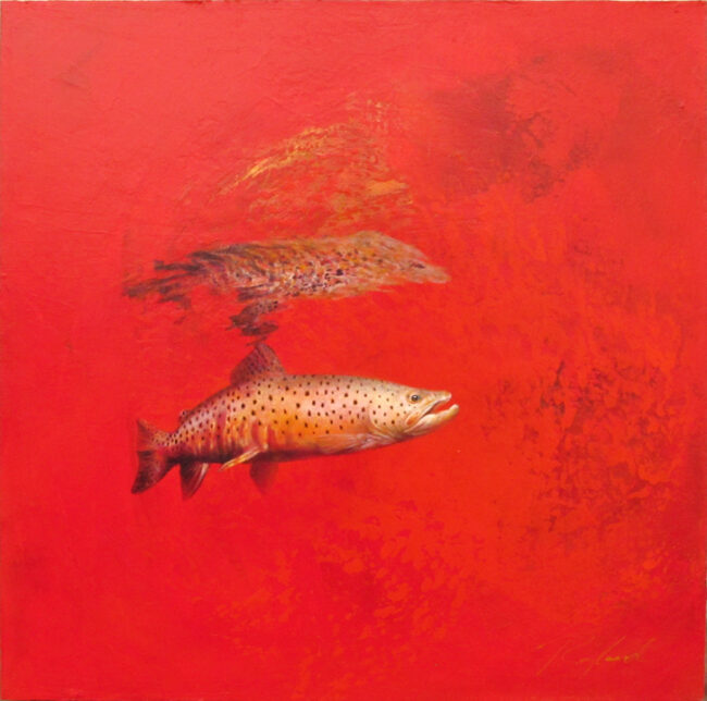 Greg Ragland Painting Brown in Red Acrylic on Canvas