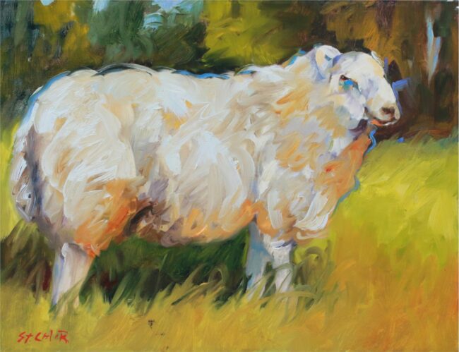 Linda St. Clair Painting Big Sheep Oil on Canvas