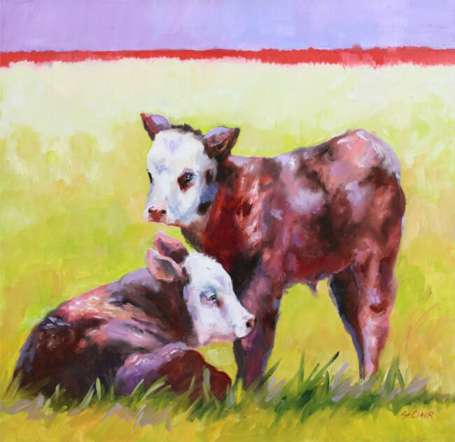 Linda St. Clair Painting Out Standing In Their Field Oil on Canvas