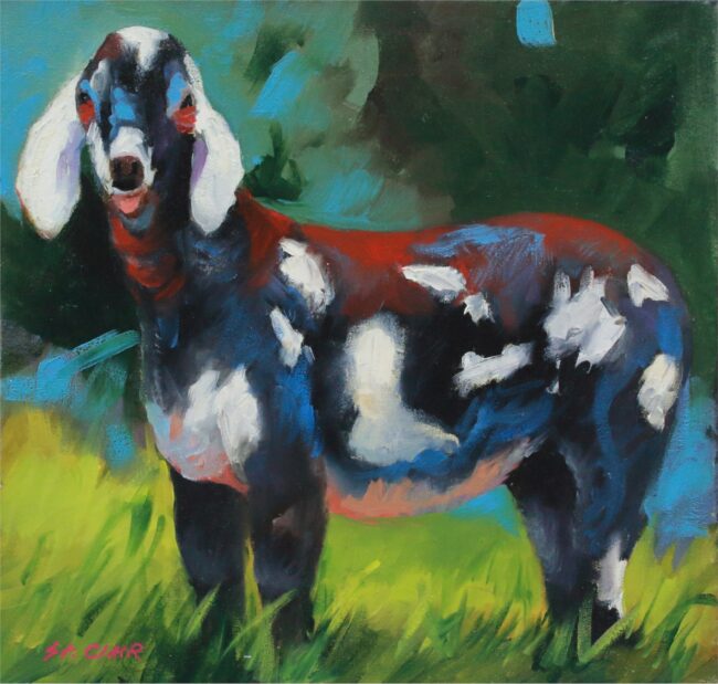 Linda St. Clair Painting Spotted Goat Oil on Canvas