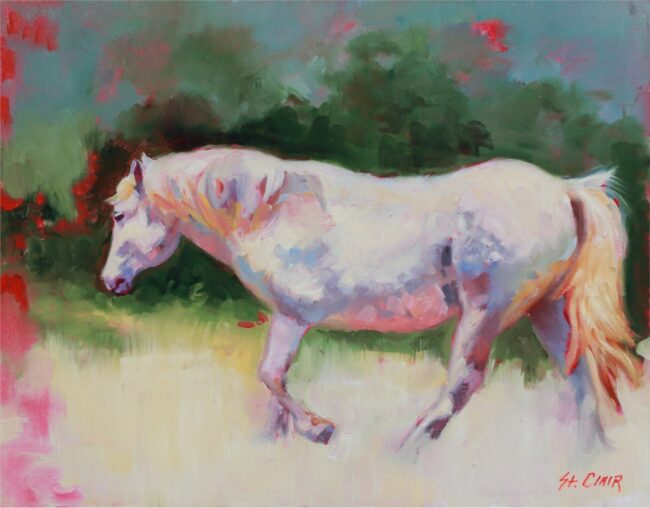 Linda St. Clair Painting Trot To It Oil on Board
