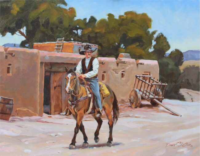 Dean St. Clair Painting Cowboy Oil on Canvas