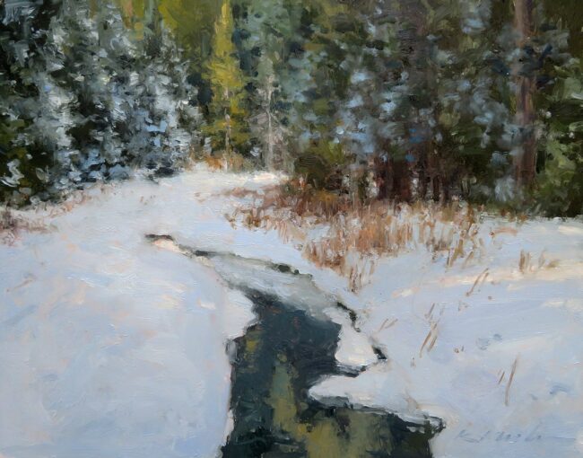 Kate Kiesler Painting The Stillness of Winter Oil on Board