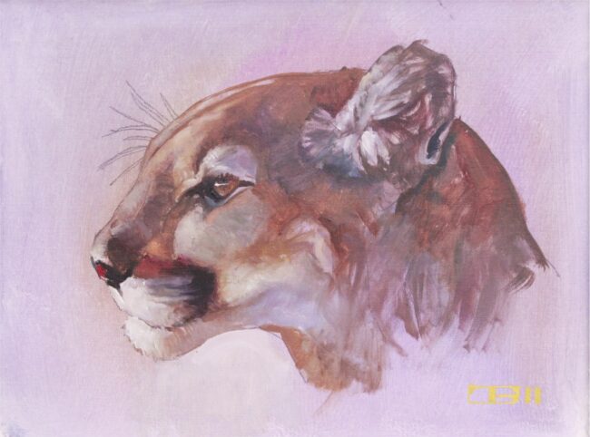 Thomas Blackshear II Painting Cougar Profile Oil on Board
