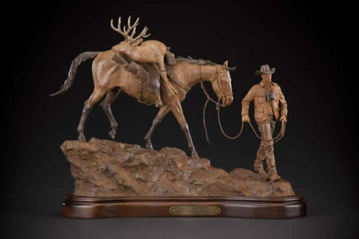 Bill Nebeker CA Sculpture Home is The Hunter...Home From The Hill Bronze From Foundry
