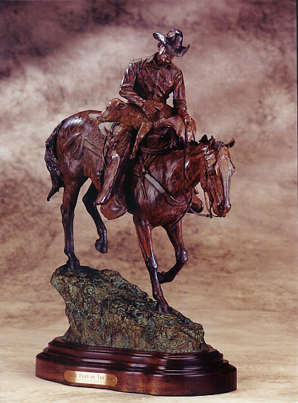 Bill Nebeker CA Sculpture Just Part of The Job Bronze From Foundry