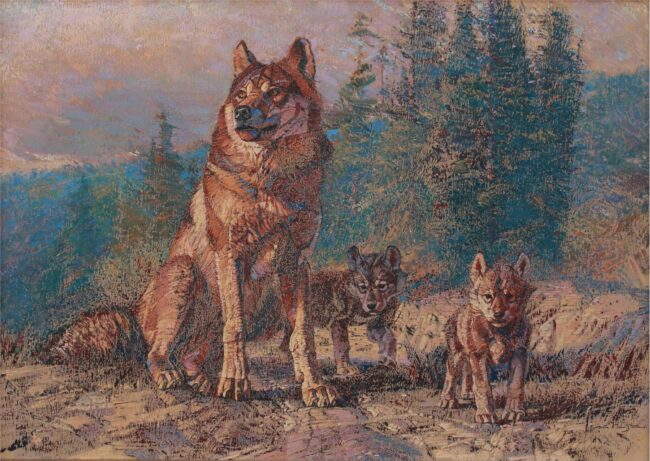 Charles Timothy Prutzer Painting In The Shadows Of The Wolf Acrylic on Linen