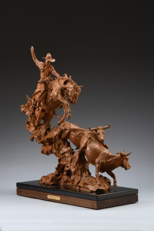 Curt Mattson Sculpture Bawlin' Broncs and Clatterin' Horns Bronze From Foundry