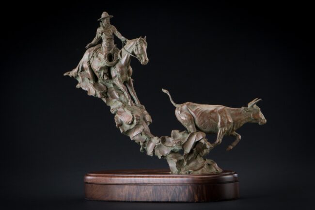 Curt Mattson Sculpture Catchin’ A Quitter Bronze