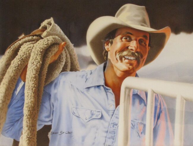 Dean St. Clair Painting Smilin' Cowboy Watercolor