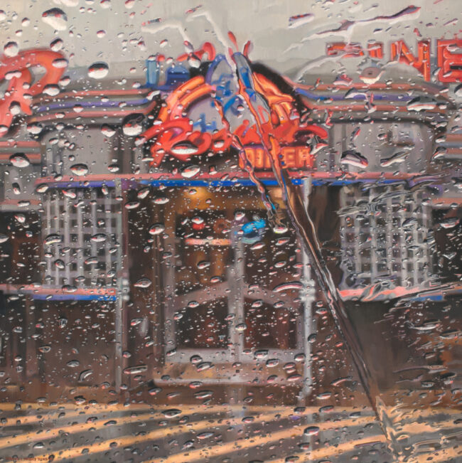 Dianne Massey Dunbar Painting Rain on Windshield: Rosie's Diner II Oil on Board