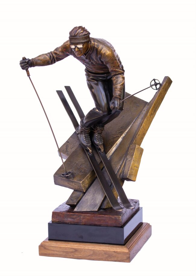 George Lundeen Sculpture On the Edge Bronze
