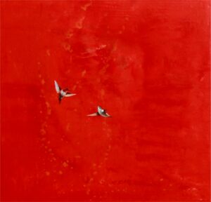 Greg Ragland Painting Red & Orange Around A Couple of Rufous Acrylic on Canvas