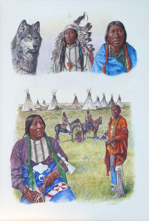 Hubert Wackermann Painting Sioux 1977 Watercolor & Paper