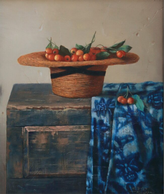 Jie Wei Zhou Estate Painting Still Life With Hat Oil on Canvas