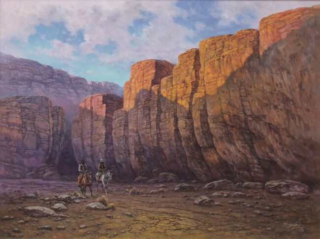 Jorge Braun Tarallo Painting Riders in the Canyon Oil on Canvas