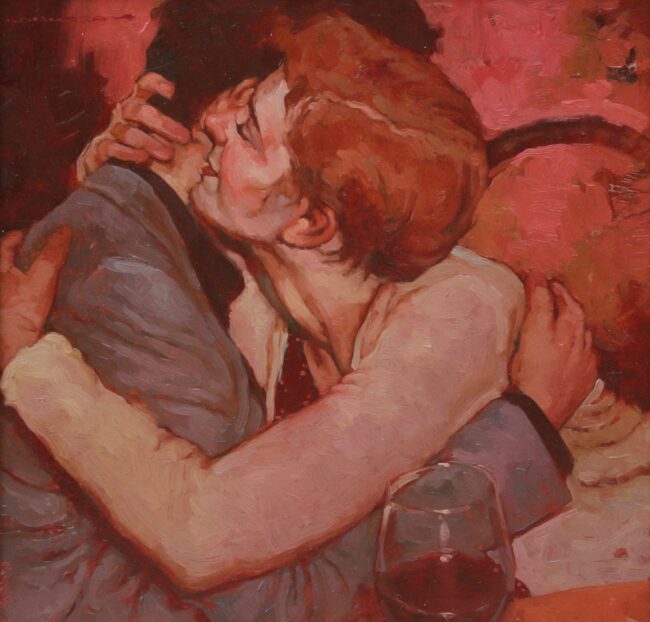 Joseph Lorusso Painting Getting Closer Oil on Panel