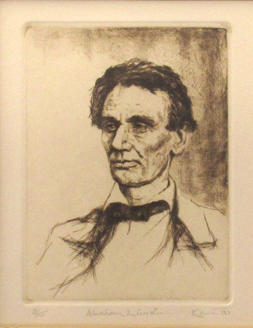 Kent Talmage-Bowers Printmaking Abraham Lincoln Etching