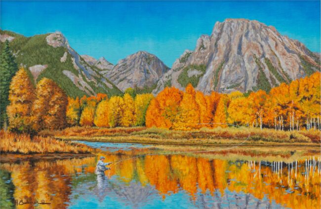 Mark Behmer Painting Autumn Glory at Oxbow Bend - Snake River Oil on Linen Panel