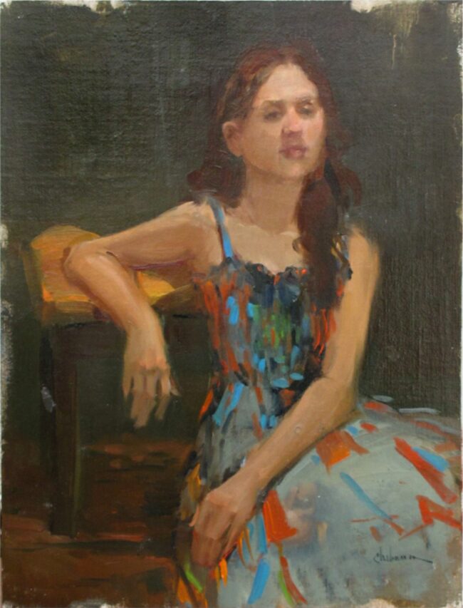 Nancy Chaboun Painting Confetti Dress Unframed Oil Sketch