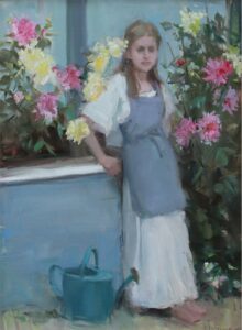Nancy Chaboun Painting Garden Girl Oil on Board