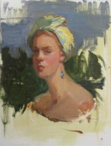 Nancy Chaboun Painting The Turban Unframed Oil Sketch