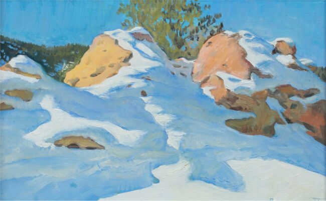 Rachel Personett Painting Red Rocks In Snow Oil on Panel
