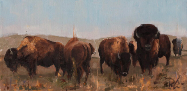 Richard Rodriguez Painting Bullish Gathering Oil on Canvas
