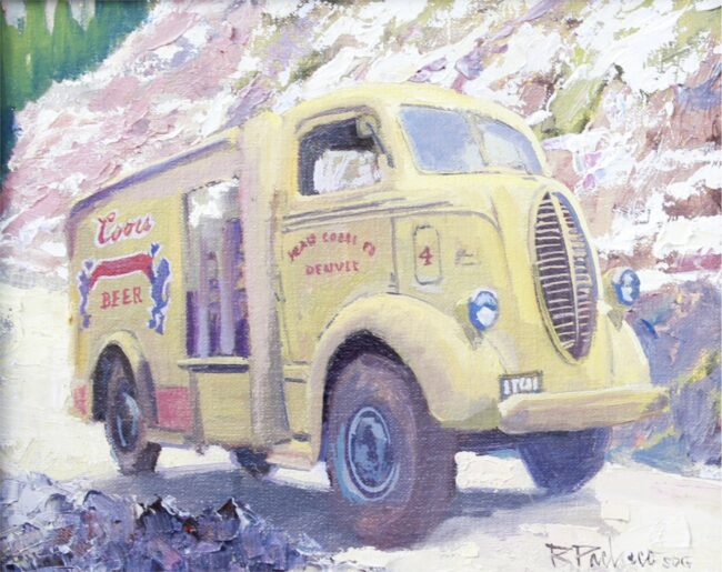 Rita Pacheco Painting Vintage Coors Truck Oil on Canvas