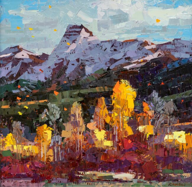 Robert Moore Painting Rocky Mountain Fall Oil on Board