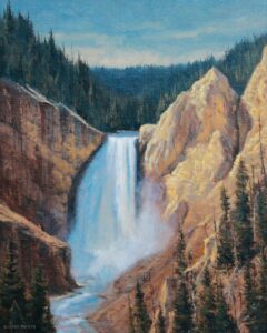 Robert Peters Painting Lower Falls of the Yellowstone Oil on Linen